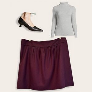 💜 J.CREW Rich Plum / Burgundy Mini Wool Blend Skirt |Size 12